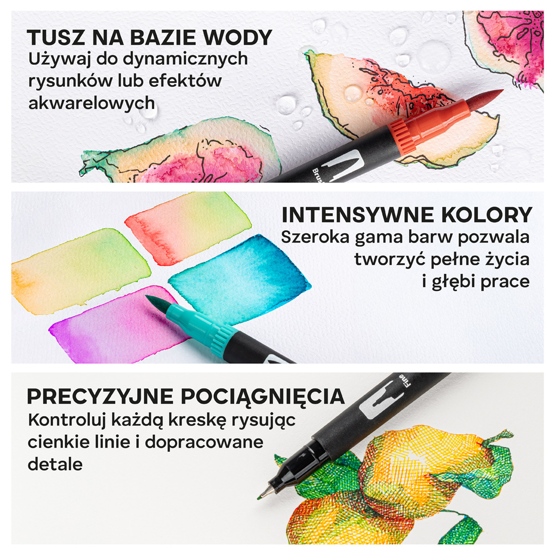 Markery Akwarelowe zestaw 100 Sztuk Mazaki Pisaki Flamastry Dwustronne Wodne - obrazek 8