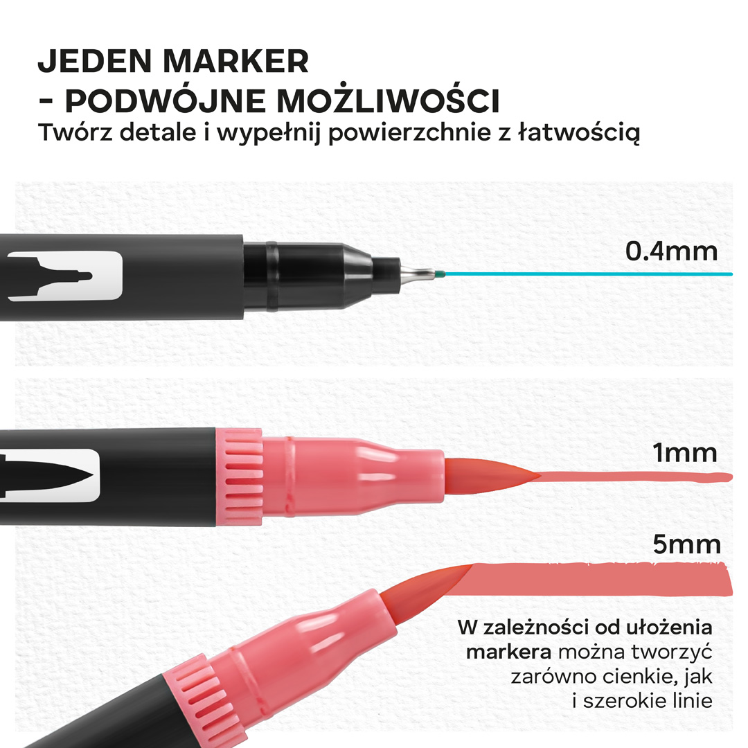 Markery Akwarelowe zestaw 100 Sztuk Mazaki Pisaki Flamastry Dwustronne Wodne - obrazek 5