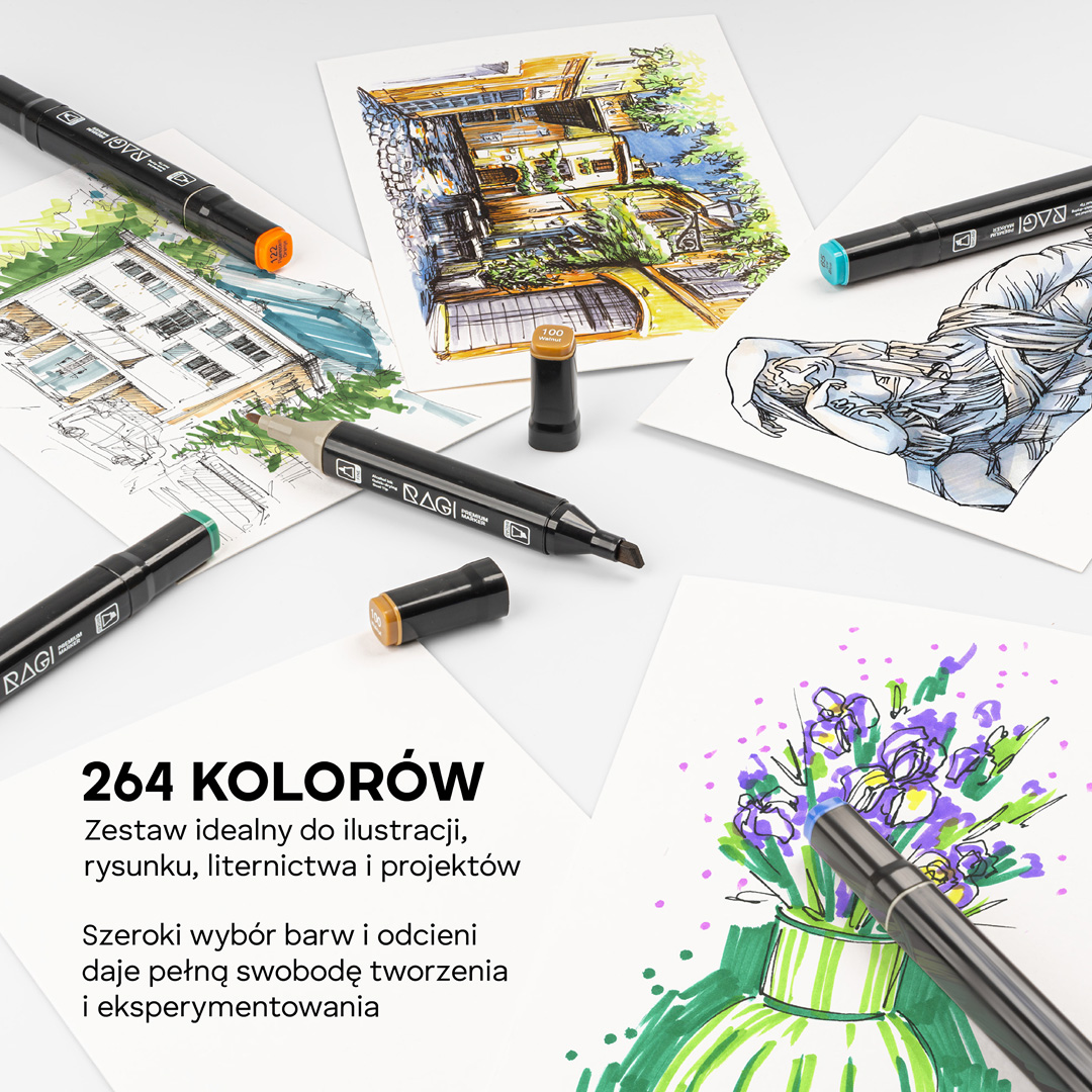 Zestaw 264 Markerów Alkoholowych Dwustronnych - obrazek 6