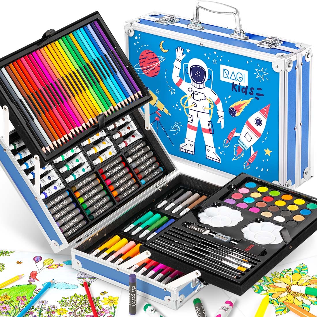 Zestaw Artystyczny dla Dzieci z Motywem Astronauty – 145 elementów