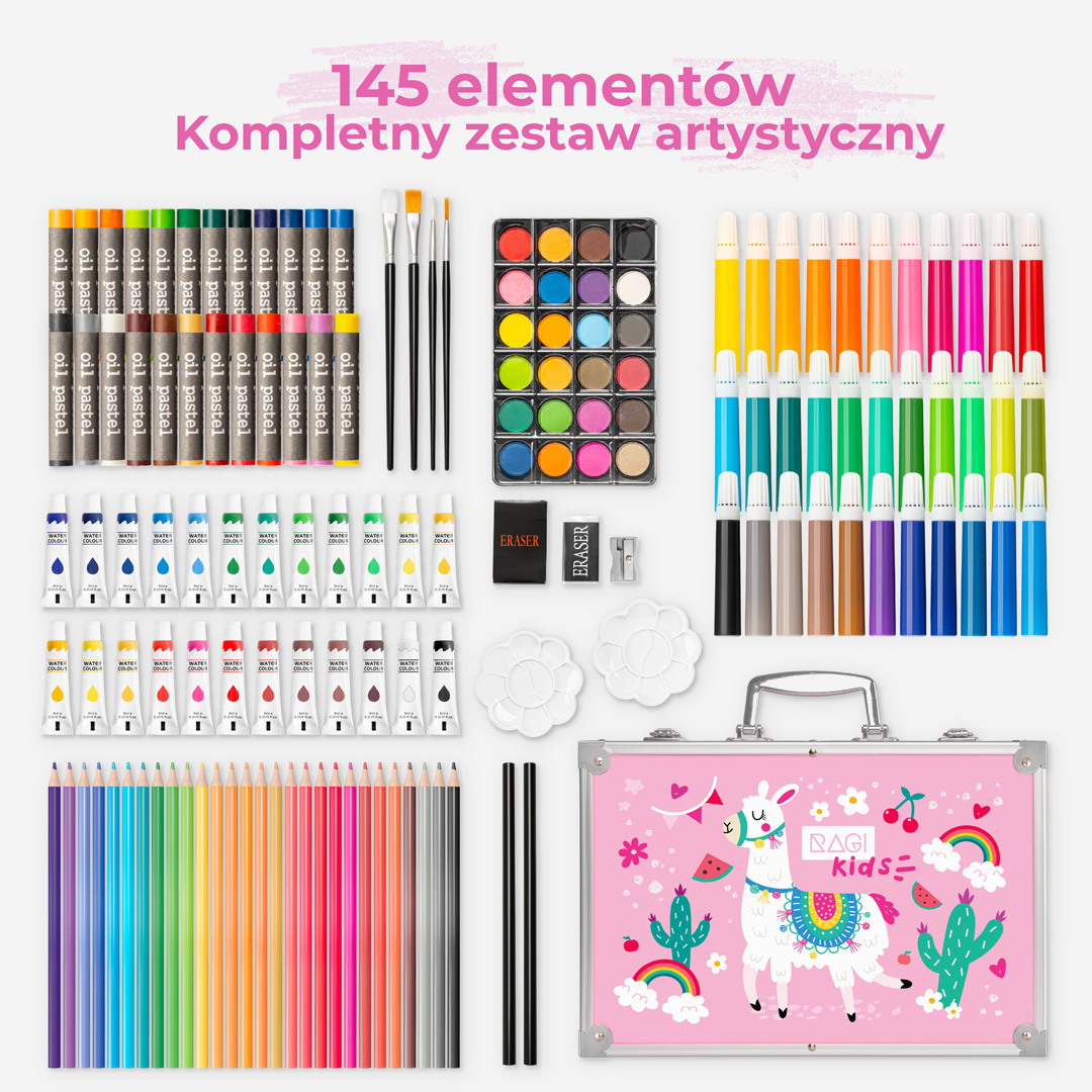 Zestaw do Malowania dla Małego Artysty z Motywem Lamy - 145 elementów - obrazek 3