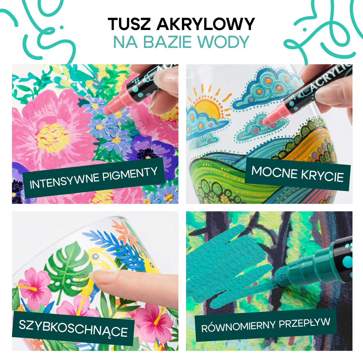 Markery Akrylowe Pisaki Flamastry Mazaki Dwustronne Wodoodporne 36 Kolorów - obrazek 5